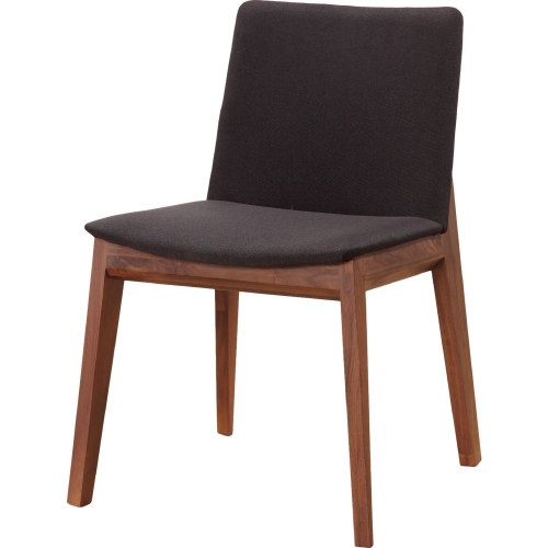 Deco Dining Chair in Walnut with Black Fabric Seat (Set of 2)