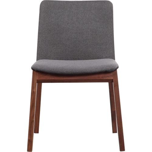 Deco Dining Chair in Walnut Veneer with Grey Fabric Seat (Set of 2)