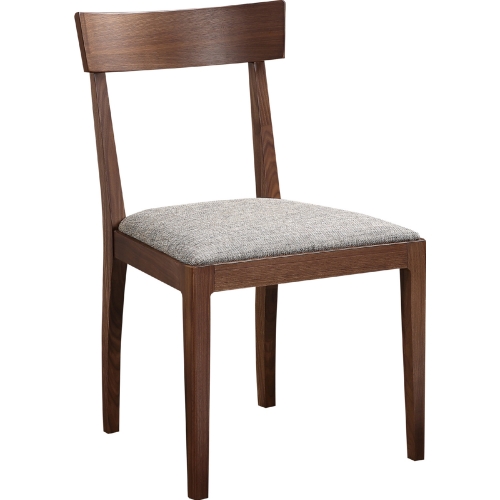 Leone Dining Chair in Walnut & Grey Fabric (Set of 2)