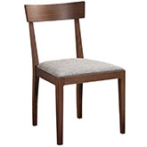 Leone Dining Chair in Walnut & Grey Fabric (Set of 2)