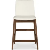 Deco Counter Stool White Vegan Leather & Walnut Wood