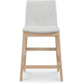 Deco Counter Stool in Light Grey Fabric & Oak Wood