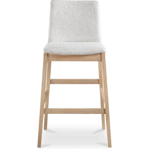 Deco Bar Stool in Light Grey Fabric & Oak Wood
