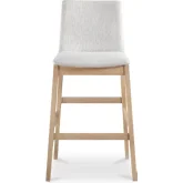 Deco Bar Stool in Light Grey Fabric & Oak Wood