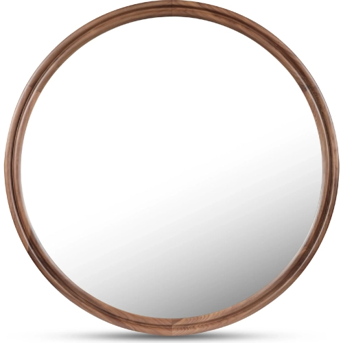 Alcott 48" Round Mirror in Brown Walnut Wood