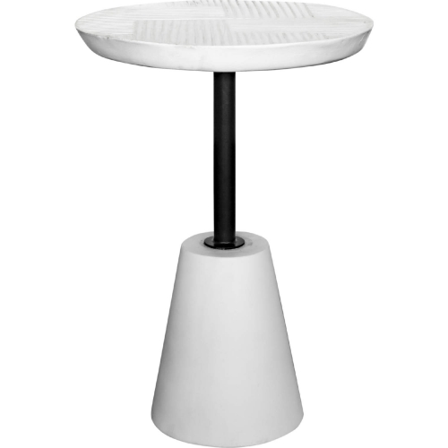 Foundation Outdoor Accent Table in White Cement & Steel