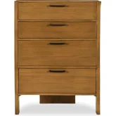 Lachlan 4 Drawer Chest in Brown Finish Pine Wood