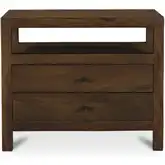 Windsor 3 Drawer Nightstand in Dark Brown Neem Wood