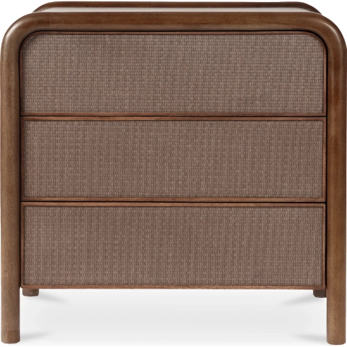 Rye 3 Drawer Nightstand in Warm Brown Wood & Tatami Mat