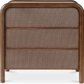 Rye 3 Drawer Nightstand in Warm Brown Wood & Tatami Mat