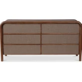 Rye 6 Drawer Dresser in Warm Brown Wood & Tatami Mat