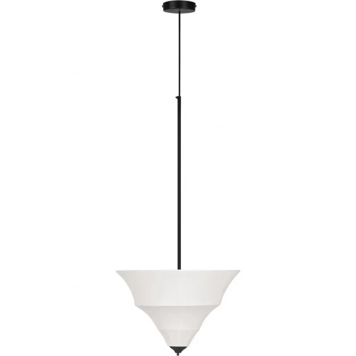 Corrina 16"Ceiling Pendant Lamp in Black Steel & White Fabric