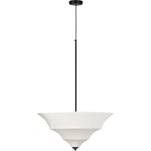 Corrina 24" Ceiling Pendant Lamp in Black Steel & White Fabric
