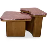 Abi Nesting Coffee Table in Levante Red Marble & Walnut Finish