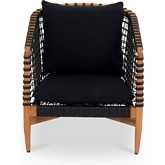 Kuna Outdoor Accent Lounge Chair in Black Loom Weave & Teak Wood