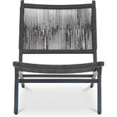 Palma Outdoor Accent Lounge Chair in Black Faux Hyancith & Black Teak