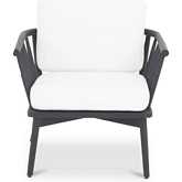 Wren Outdoor Accent Lounge Chair in Warm White Fabric & Teak