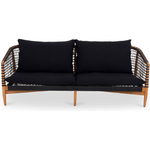 Kuna Outdoor Sofa in Black Loom Weave & Teak Wood