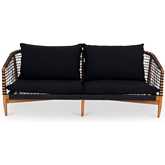 Kuna Outdoor Sofa in Black Loom Weave & Teak Wood