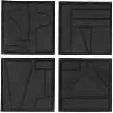 Alva 4 Piece Set Wall Sculpture in Black Ecomix & MDF