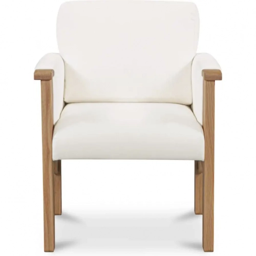 Bauer Dining Chair Cream Fabric & Natural Wood