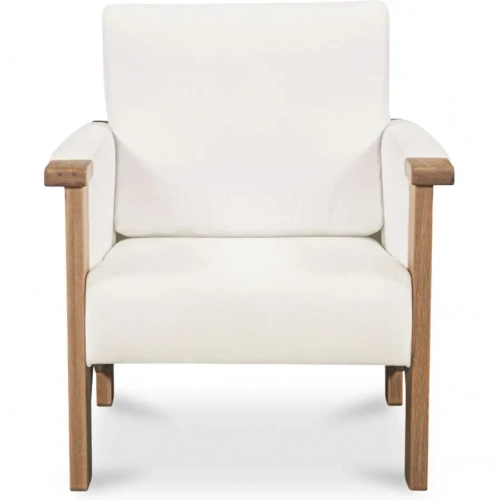 Bauer Accent Chair in Cream Fabric & Natural Wood