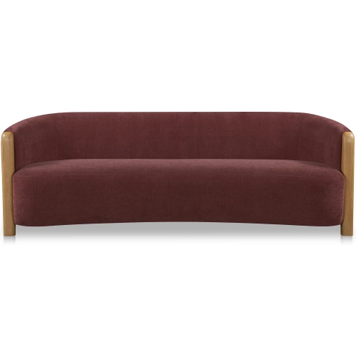 Anya Sofa in Berry Purple Red Fabric & Oak