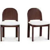 Emil Dining Chair in Wood & Cream Fabric (Set of 2)