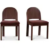 Emil Dining Chair in Wood & Berry Red Fabric (Set of 2)