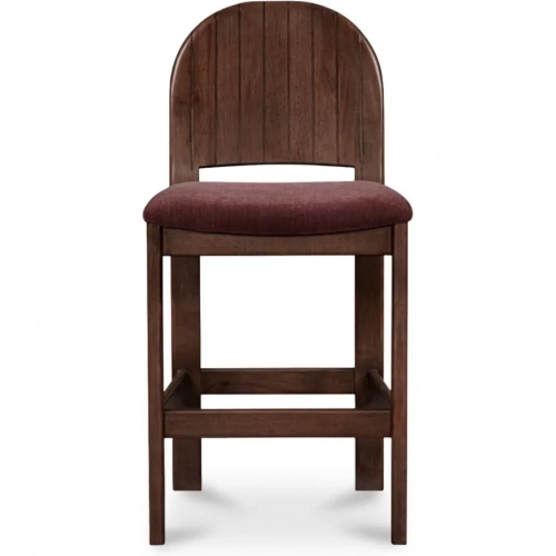 Emil Counter Stool in Wood & Berry Red Fabric