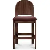 Emil Counter Stool in Wood & Berry Red Fabric
