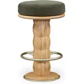 Nio Swivel Counter Stool in Dark Green Fabric & Oak WOod