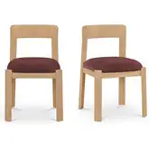 Oli Dining Chair in Berry Fabric & Natural Oak Wood (Set of 2)