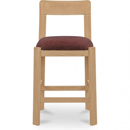 Oli Counter Stool in Berry Fabric & Natural Oak Wood