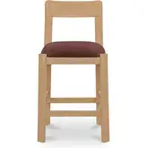 Oli Counter Stool in Berry Fabric & Natural Oak Wood