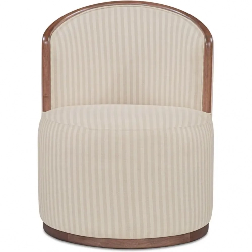 Rossi Swivel Dining Chair in White & Gray Stripe Fabric & Wood