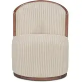 Rossi Swivel Dining Chair in White & Gray Stripe Fabric & Wood