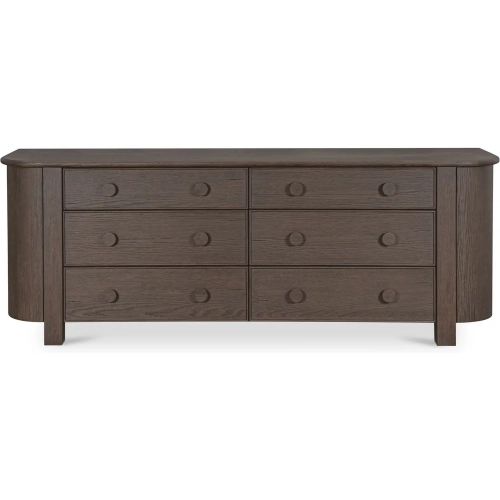 Loren 6-Drawer Dresser Dark Brown Oak Wood