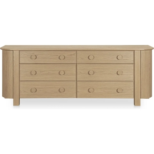 Loren 6-Drawer Dresser Natural Oak Wood