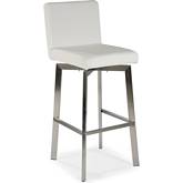 Giro Counter Stool in White w/ Brushed Stainless Steel Frame