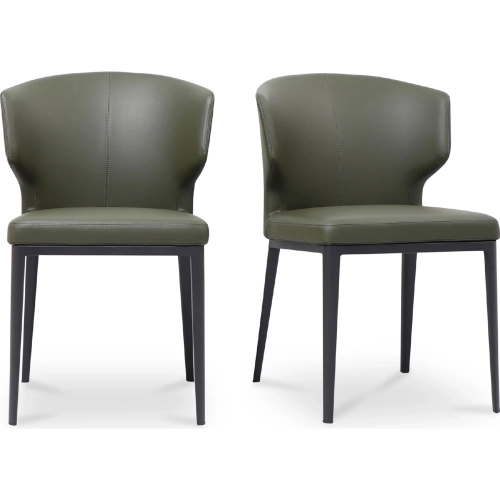 Delaney Dining Chair in Dark Green Vegan Leather & Metal (Set of 2)