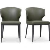 Delaney Dining Chair in Dark Green Vegan Leather & Metal (Set of 2)