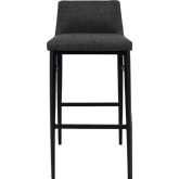 Baron Bar Stool in Charcoal Grey Fabric on Steel Legs