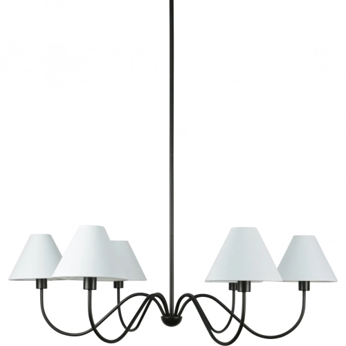 Whitney Chandelier in Blackened Bronze & White Linen