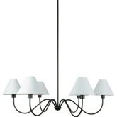 Whitney Chandelier in Blackened Bronze & White Linen