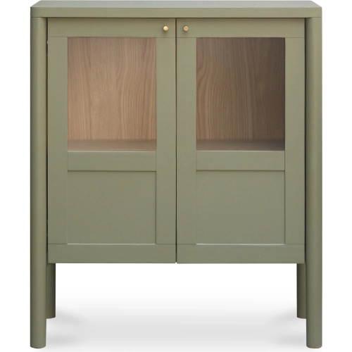 Hannah Cabinet in Green Finish Wood & Tempered Glass