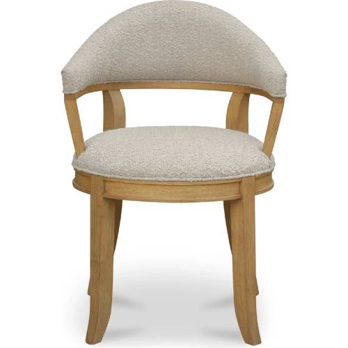 Carlos Dining Chair in Brown Fabric & Wire Brushed Taupe Wood