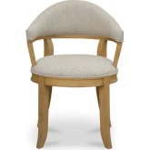Carlos Dining Chair in Brown Fabric & Wire Brushed Taupe Wood