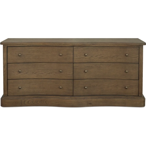 Clarence 6-Drawer Dresser in Warm Brown Finish Wood