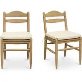 Tate Dining Chair in Beige Fabric & Brushed Wood (Set of 2)